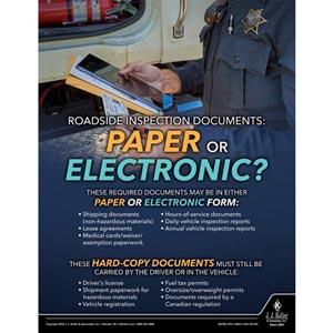 Roadside Inspection Documents: Paper or Electronic - Motor Carrier Safety Poster