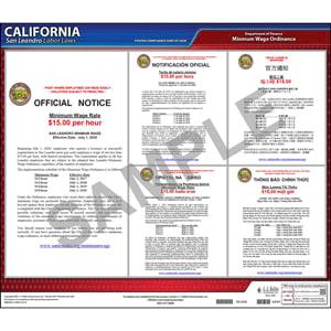 California / San Leandro Minimum Wage Poster