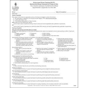 Entry-Level Driver Training (ELDT) Behind-the-Wheel Checklist for Class A CDL