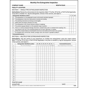 Monthly Fire Extinguisher Inspection Form