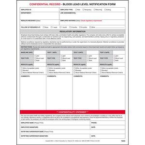 Blood Lead Level Notification Form