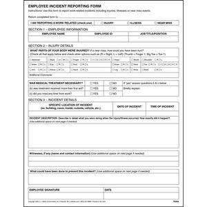 Employee’s Workplace Incident Report Template