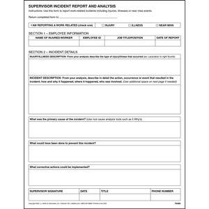 Supervisor’s Workplace Incident Report and Analysis Template