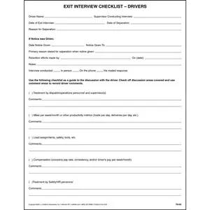 Exit Interview Checklist - Drivers