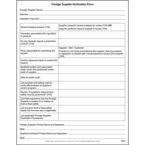 Foreign Supplier Verification Form