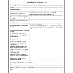 Foreign Supplier Verification Form