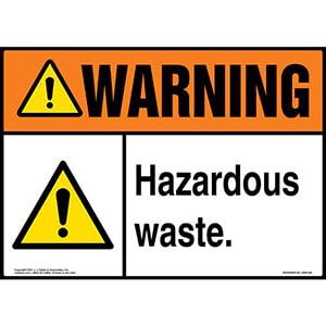 Warning: Hazardous Waste Sign with Symbol - ANSI