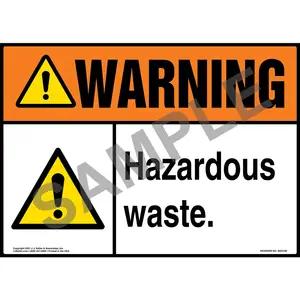 Warning: Hazardous Waste Sign with Symbol - ANSI