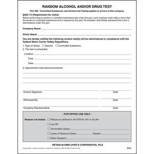 Random Alcohol and/or Drug Test Form