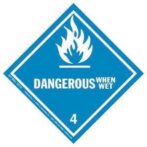 Class 4 Dangerous When Wet Labels
