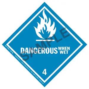 Class 4 Dangerous When Wet Labels